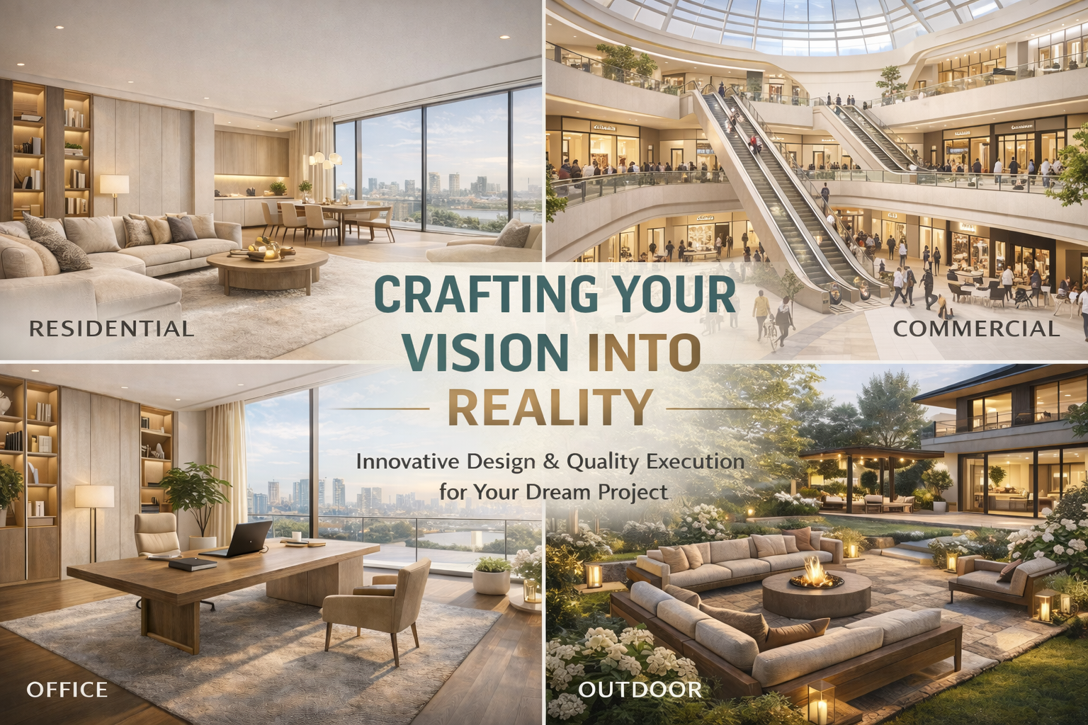 Ambiance Architectures hero poster showing Residential, Commercial, Office, Outdoor